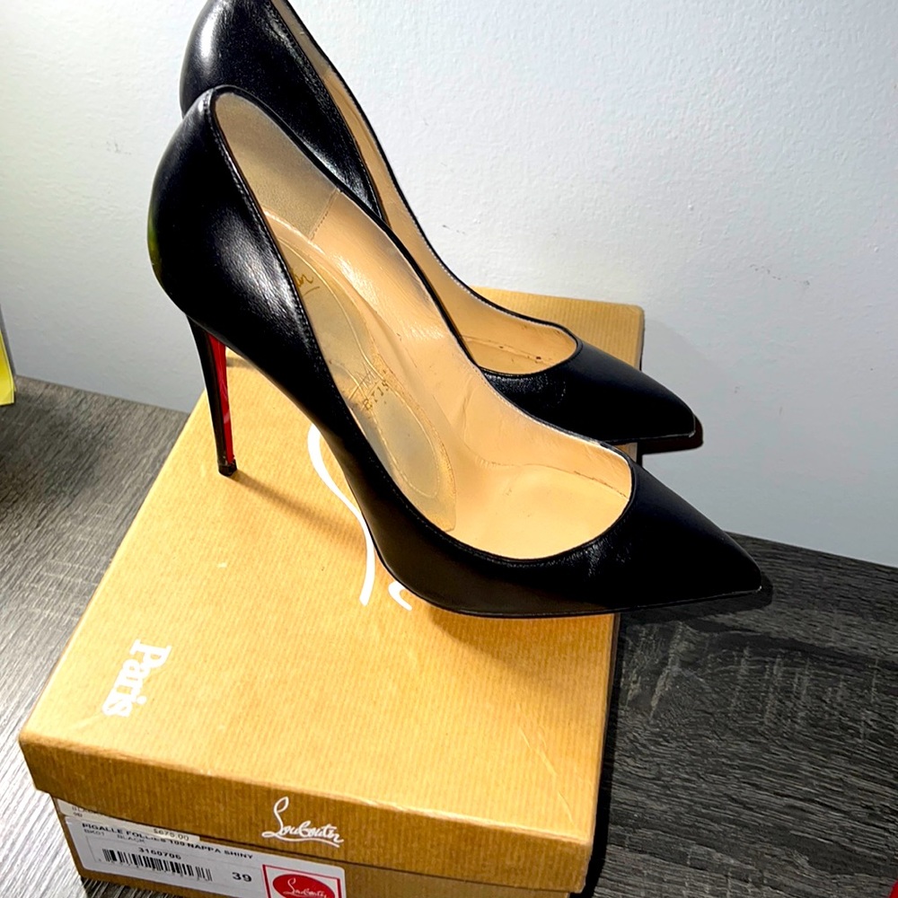 Black leather Christian Louboutin stiletto